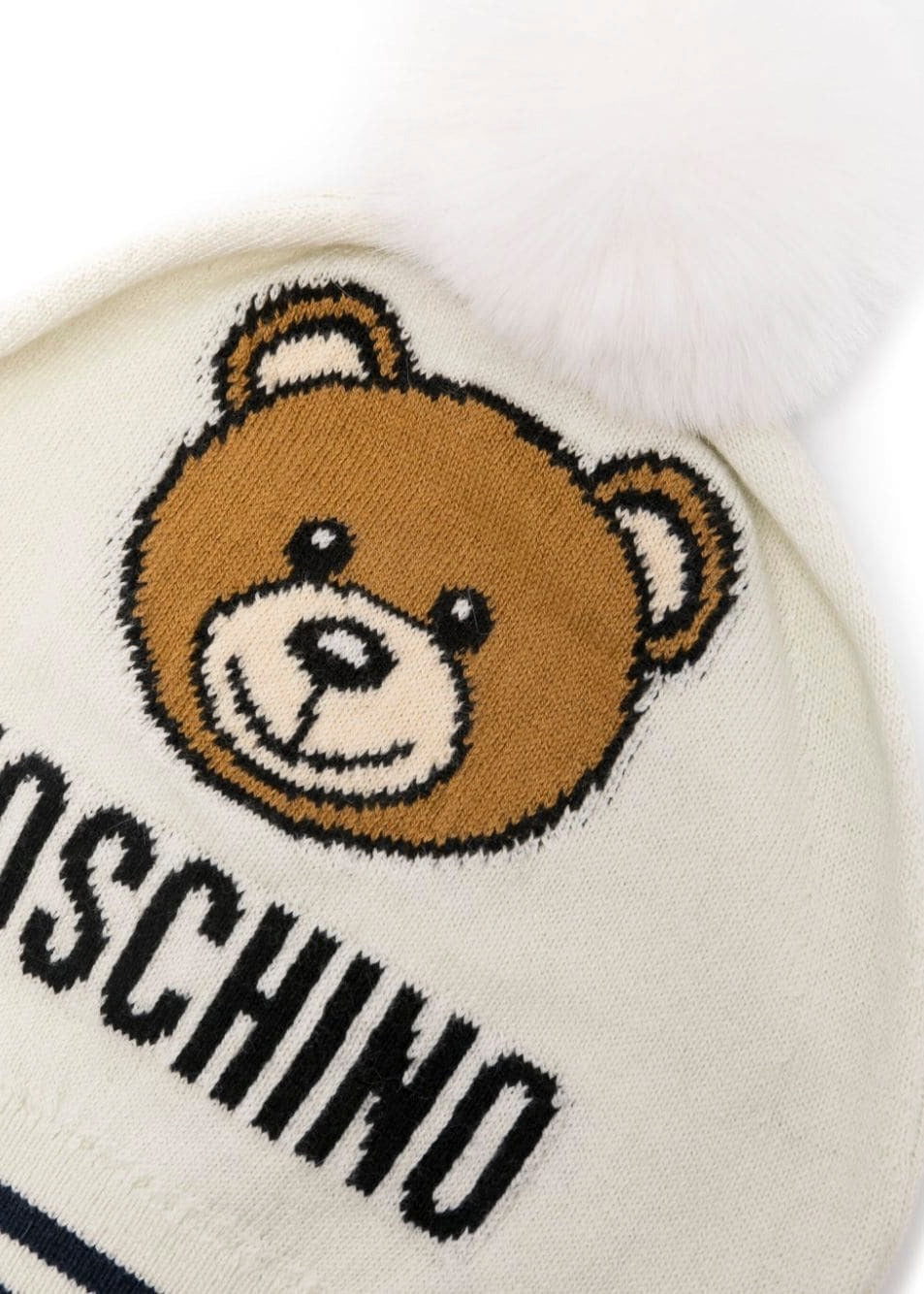 Moschino Kids Cappellino Panna con Logo Teddy Bear per Bambini (dettaglio)