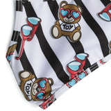 Moschino Kids Costume Bikini Bianco/Nero con Teddy Bear per Bambine (dettaglio)