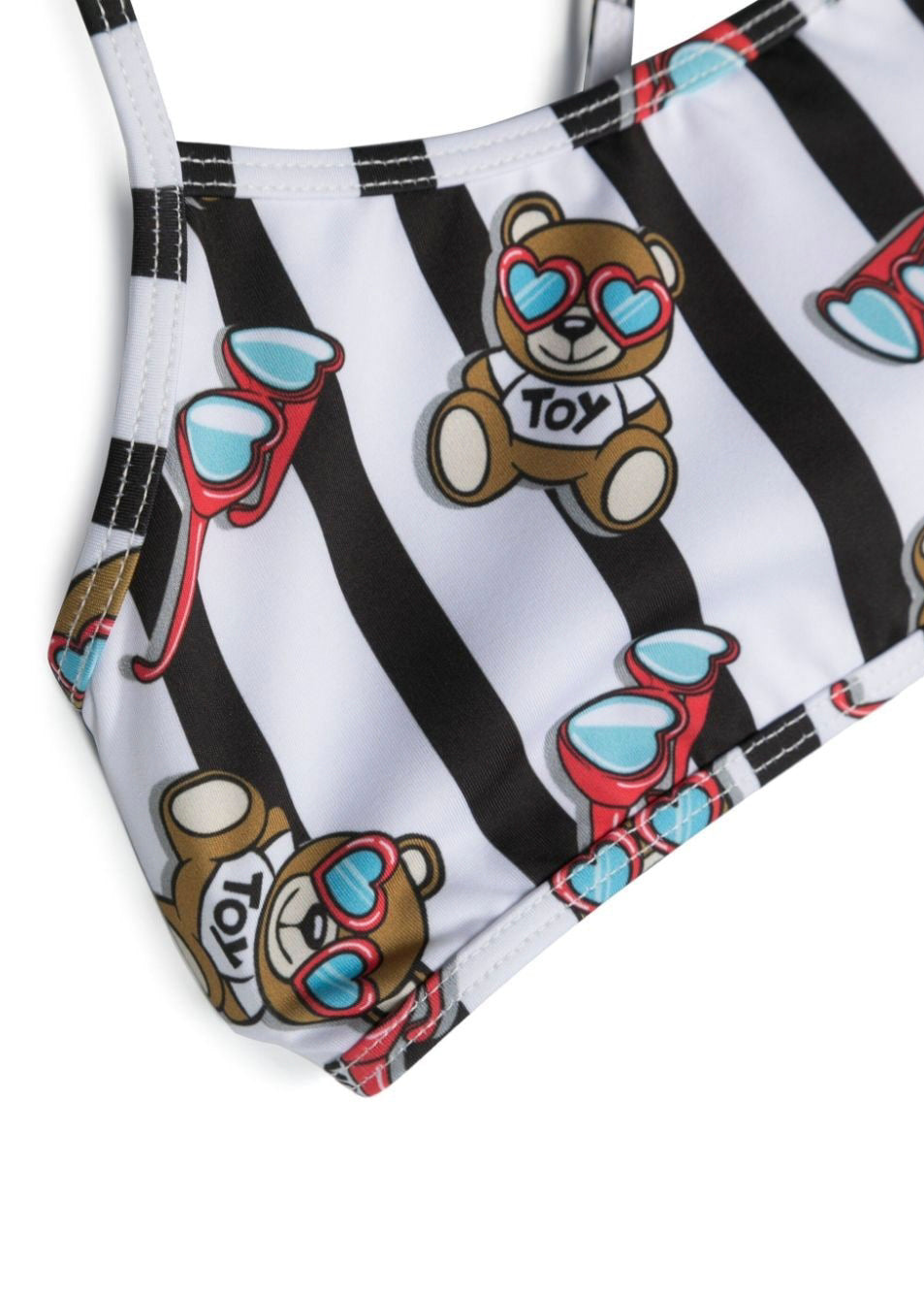 Moschino Kids Costume Bikini Bianco/Nero con Teddy Bear per Bambine (dettaglio)