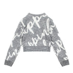 Pinko Kids Maglione Crop Grigio con Logo All-over per Bambine (retro)