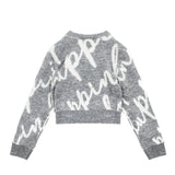 Pinko Kids Maglione Crop Grigio con Logo All-over per Bambine (retro)