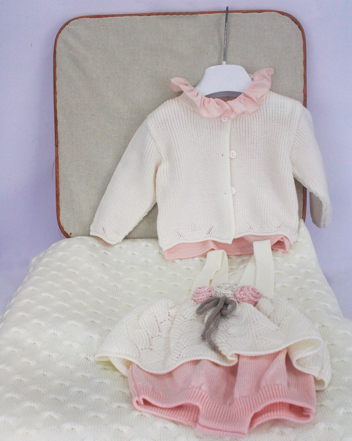 Marlù Completo Vaniglia/Pesca con Rose per neonate