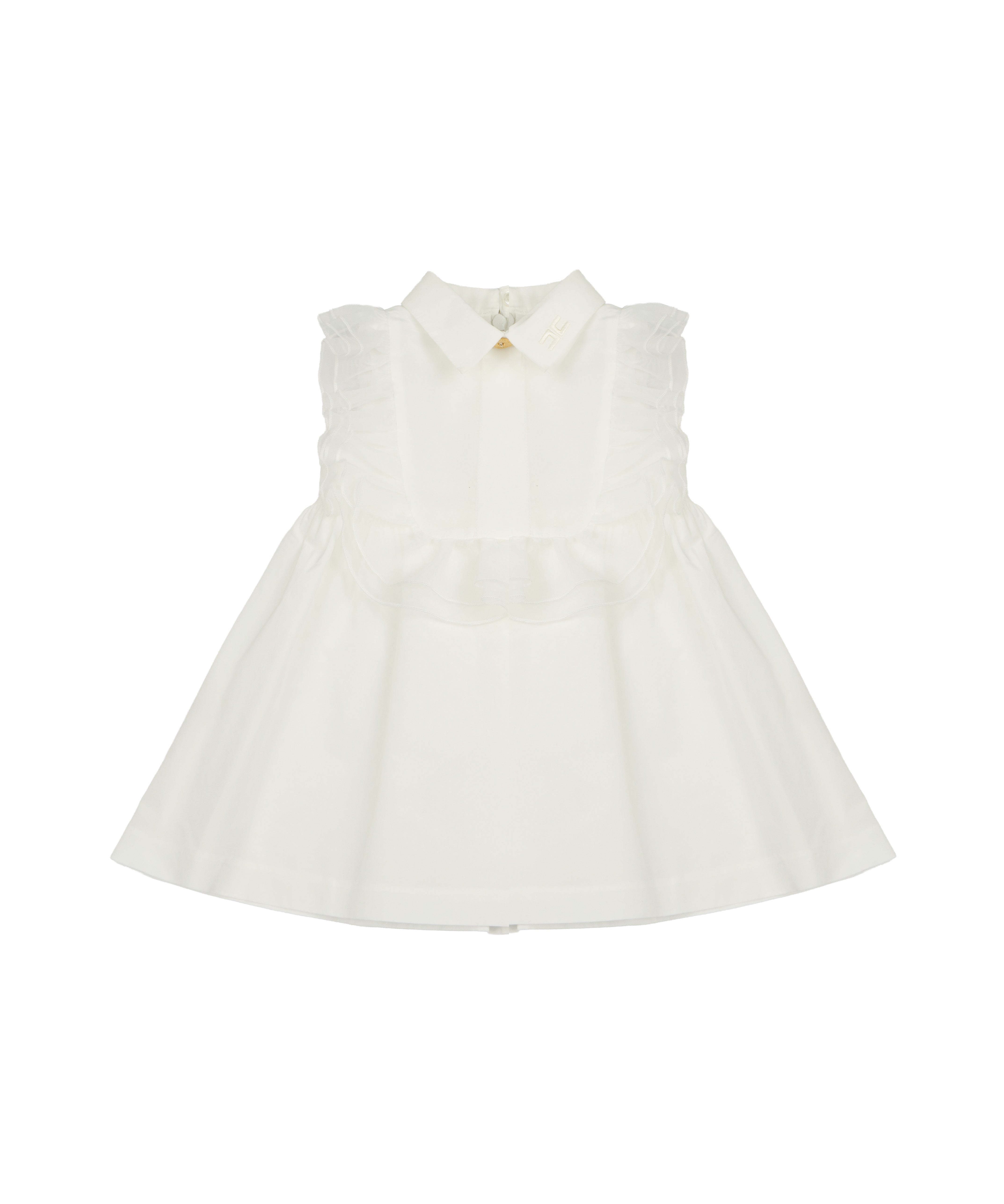 Elisabetta Franchi La Mia Bambina Abito Senza Maniche con Colletto Camicia Avorio per Neonate