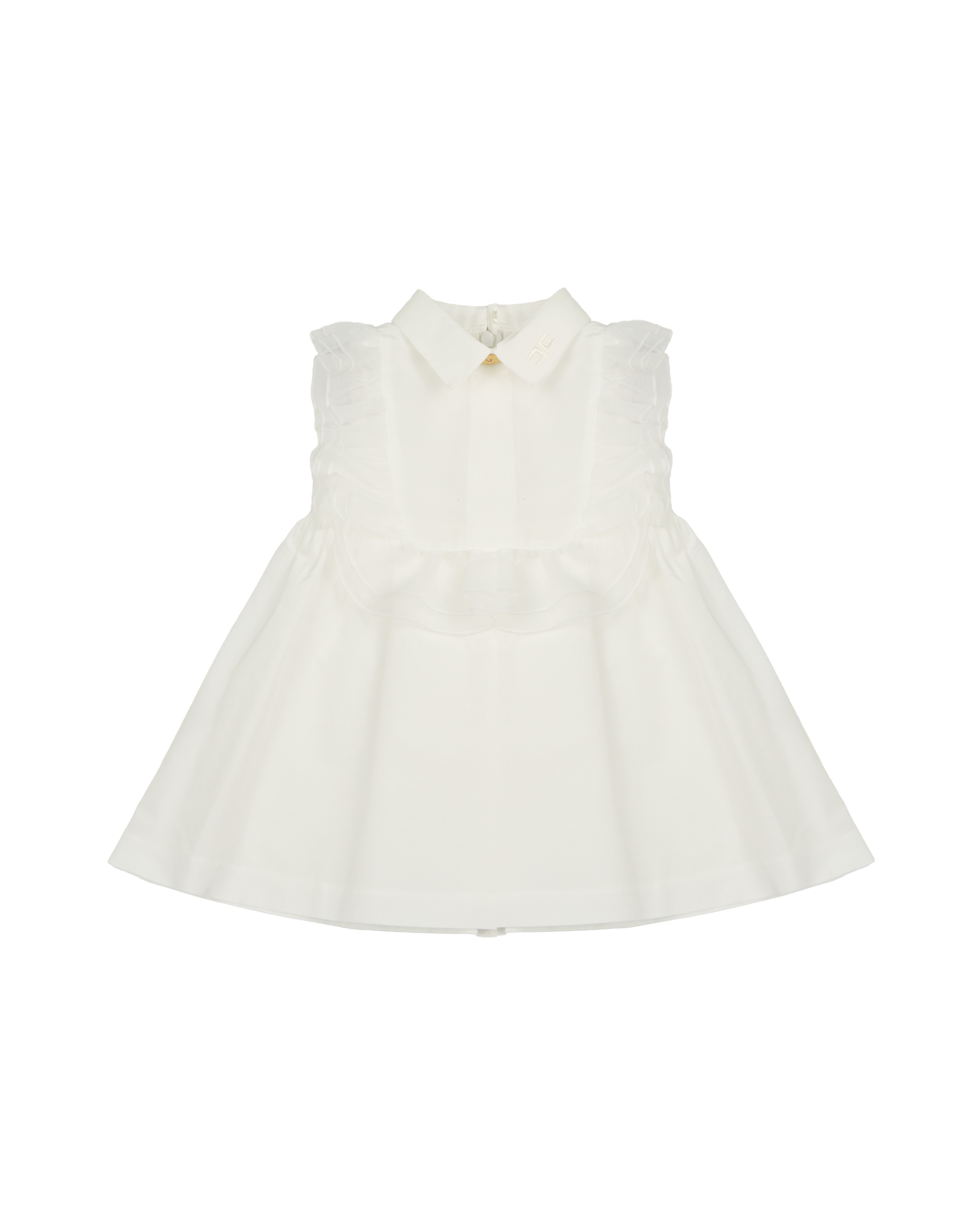 Elisabetta Franchi La Mia Bambina Abito Senza Maniche con Colletto Camicia Avorio per Neonate