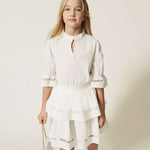 Twinset Kids Abito Off-White con Pizzo per Bambine