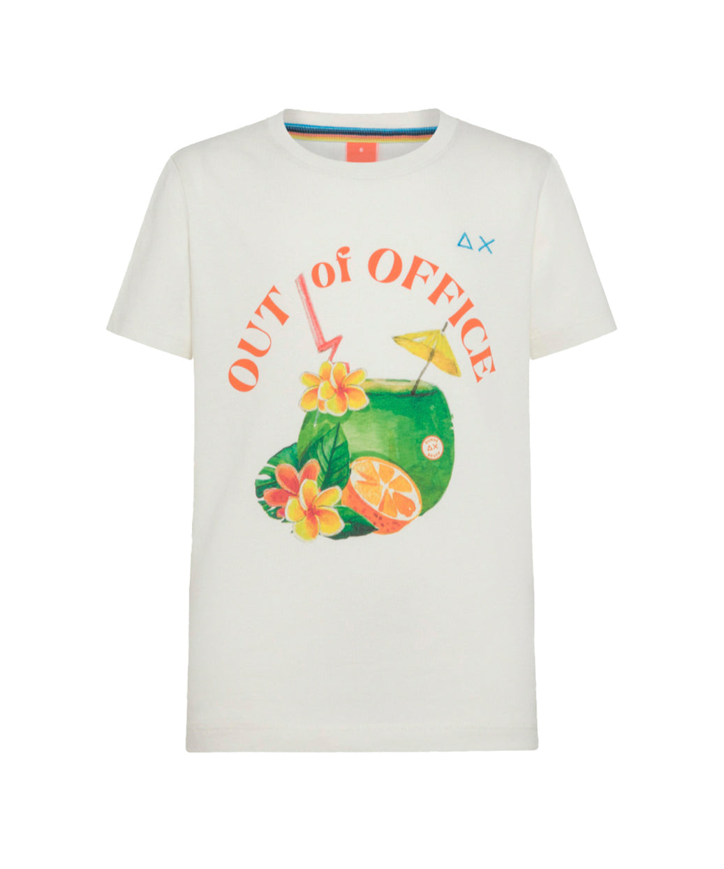 Sun68 Kids T-shirt Bianco Panna con Stampa Logo per Bambini (fronte)