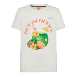 Sun68 Kids T-shirt Bianco Panna con Stampa Logo per Bambini (fronte)