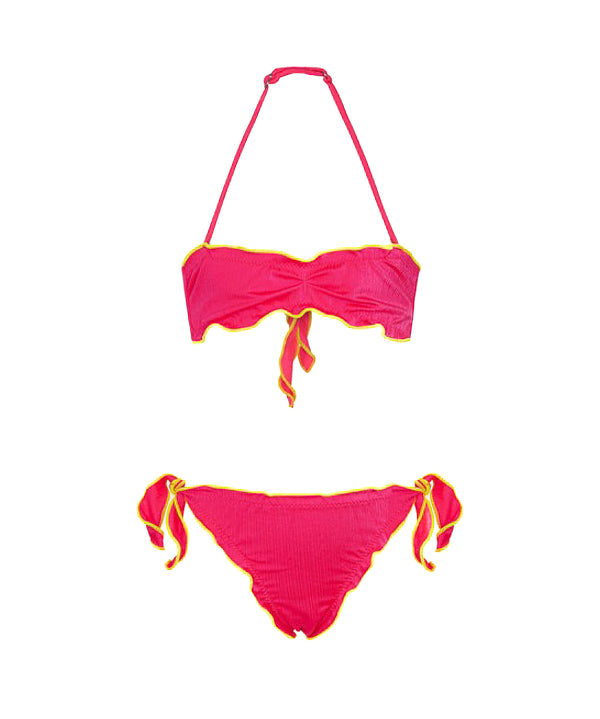 Effek Costume Bikini a Fascia Fucsia Fluo per Bambine