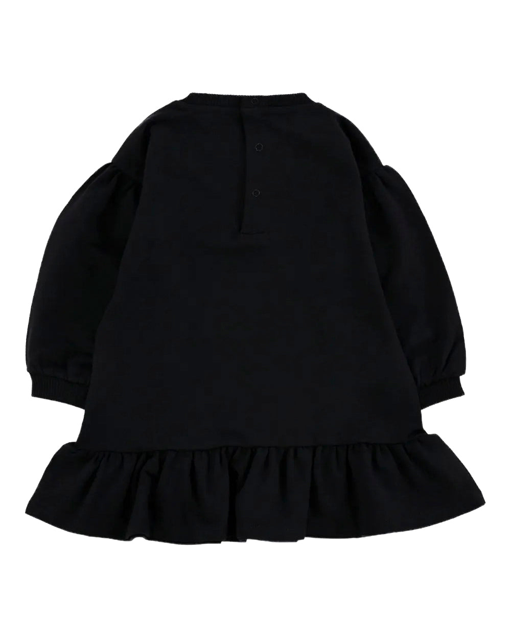 Moschino Kids Abito Nero con Volant con Teddy per Neonate