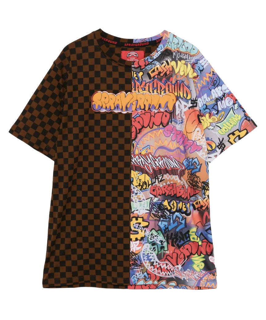 Sprayground Kids T-Shirt Marrone e Multicolor All-Over per Bambini