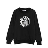 Moschino Kids Felpa Nera Girocollo con Stampa Logo 3D per Bambini o Bambine