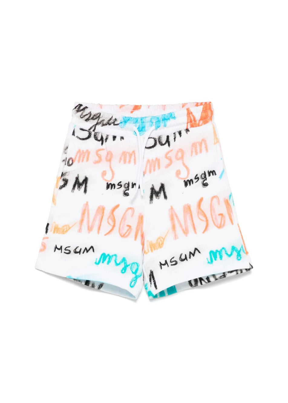 MSGM Kids Bermuda Bianco con Stampa All Over per Bambini fronte