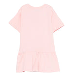Moschino Kids Abito Rosa con Gonna Rouches e Logo Teddy Bear per Bambine