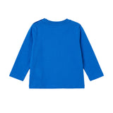 Moschino Kids T-Shirt Manica Lunga Blu in Cotone con Teddy Bear e Logo per Bambini