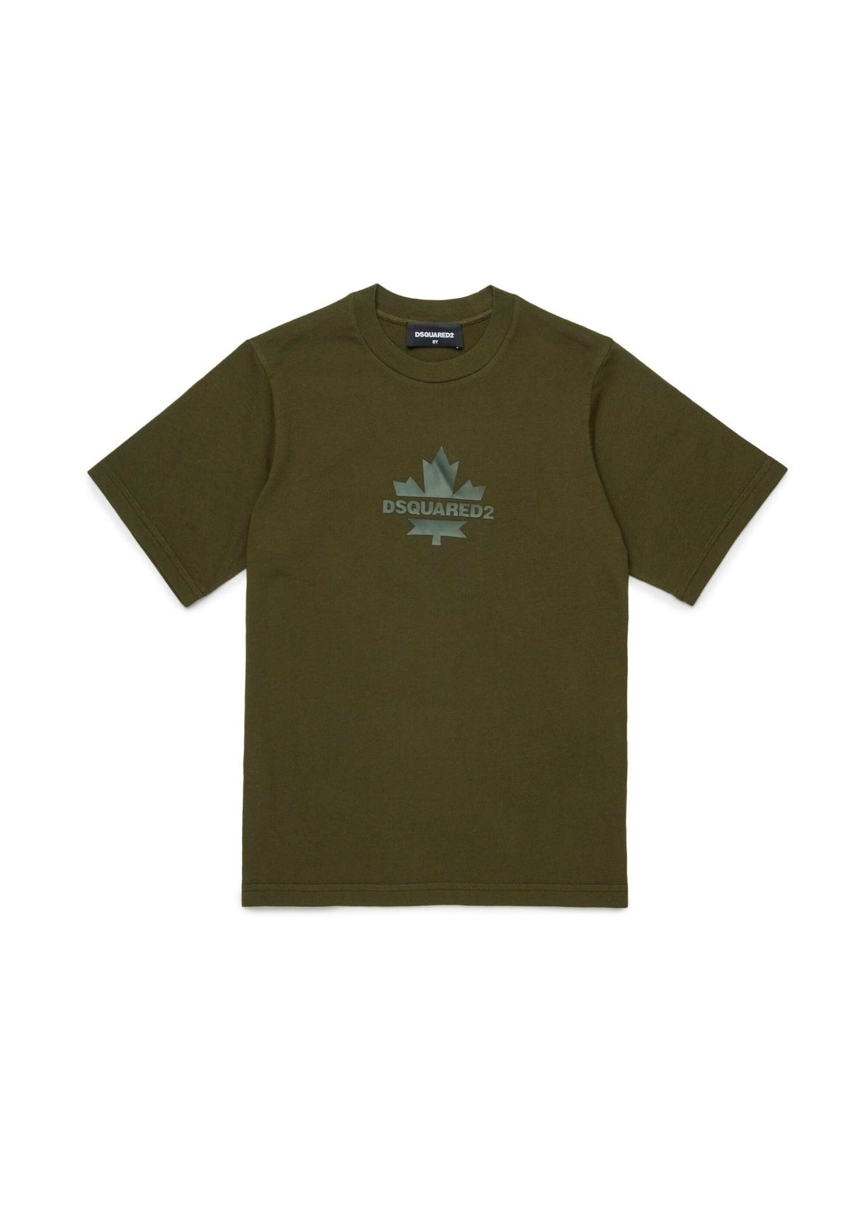 Dsquared2 Kids T-shirt Verde con Stampa Leaf