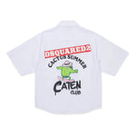 Dsquared2 Kids Camicia Bianca con Logo stampato sul Fronte e Stampa sul Retro per Bambini