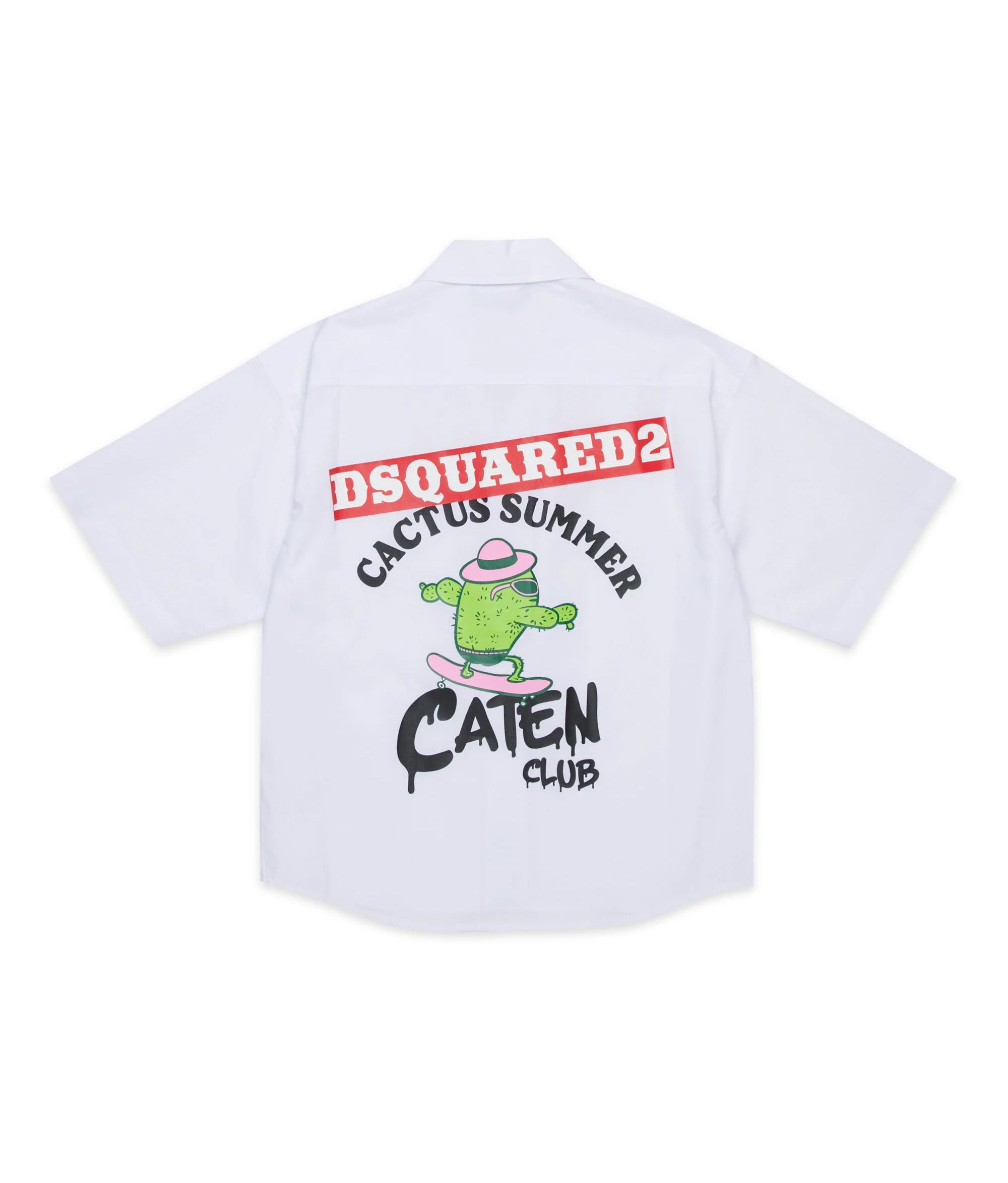 Dsquared2 Kids Camicia Bianca con Logo stampato sul Fronte e Stampa sul Retro per Bambini
