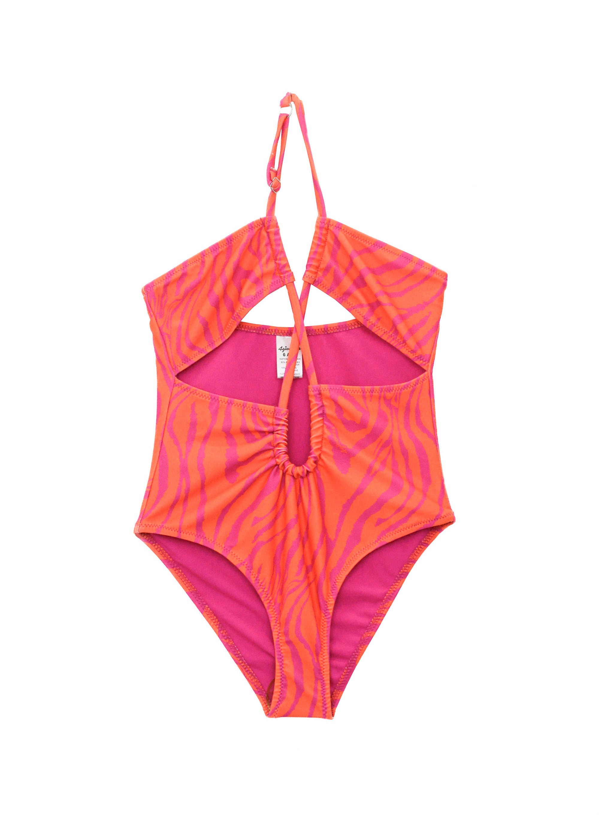 4GIVENESS Costume Monokini Zebrato Arancione per Bambine