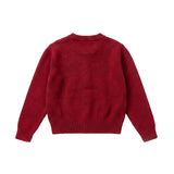 Elisabetta Franchi La Mia Bambina Giacchino Rosso in Maglia con Bottoni Gioiello per Neonate