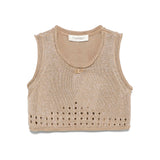 Twinset Kids Top Canapa Forato con Logo per Bambine