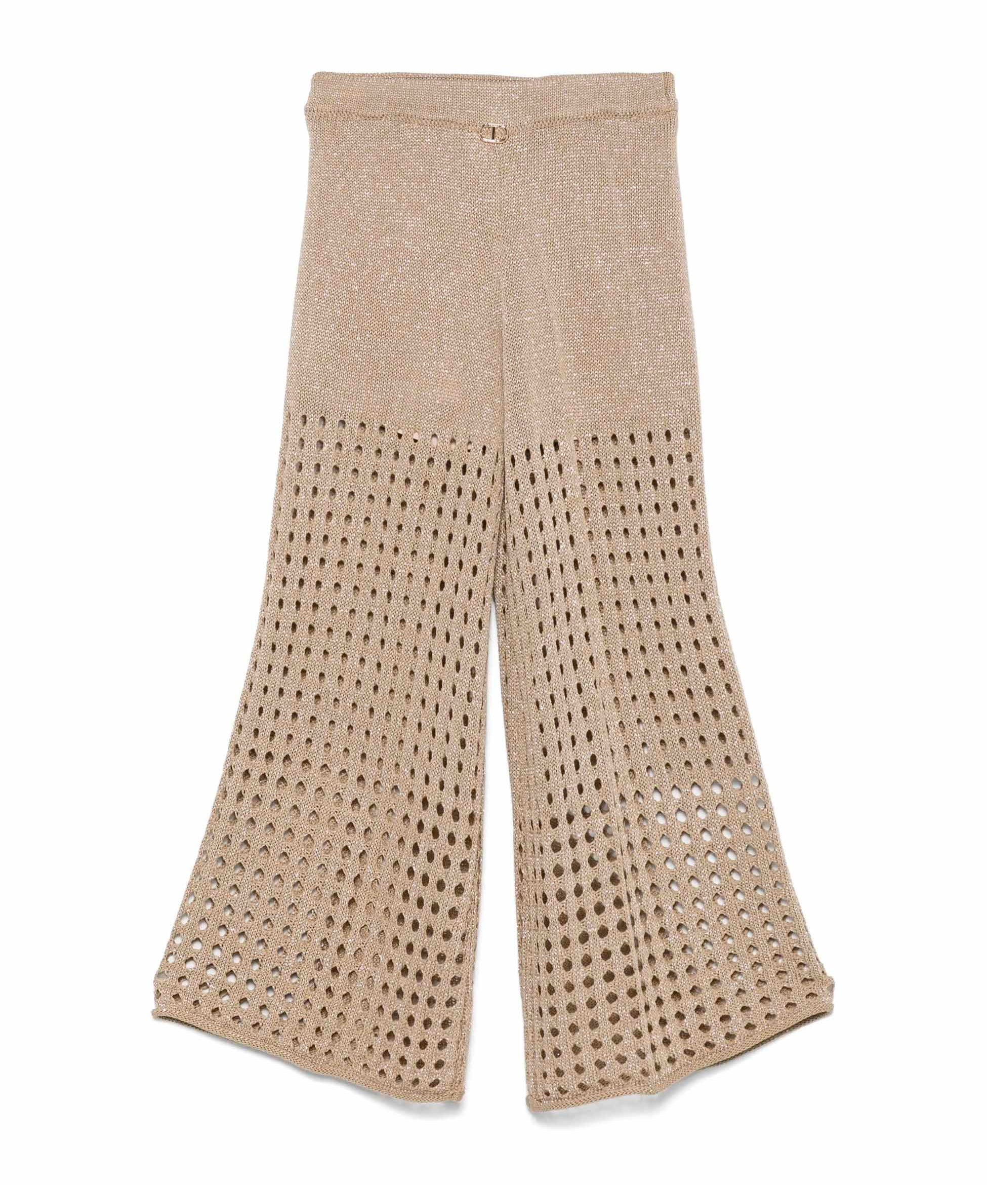 Twinset Kids Pantaloni Canapa Forati con Logo per Bambine