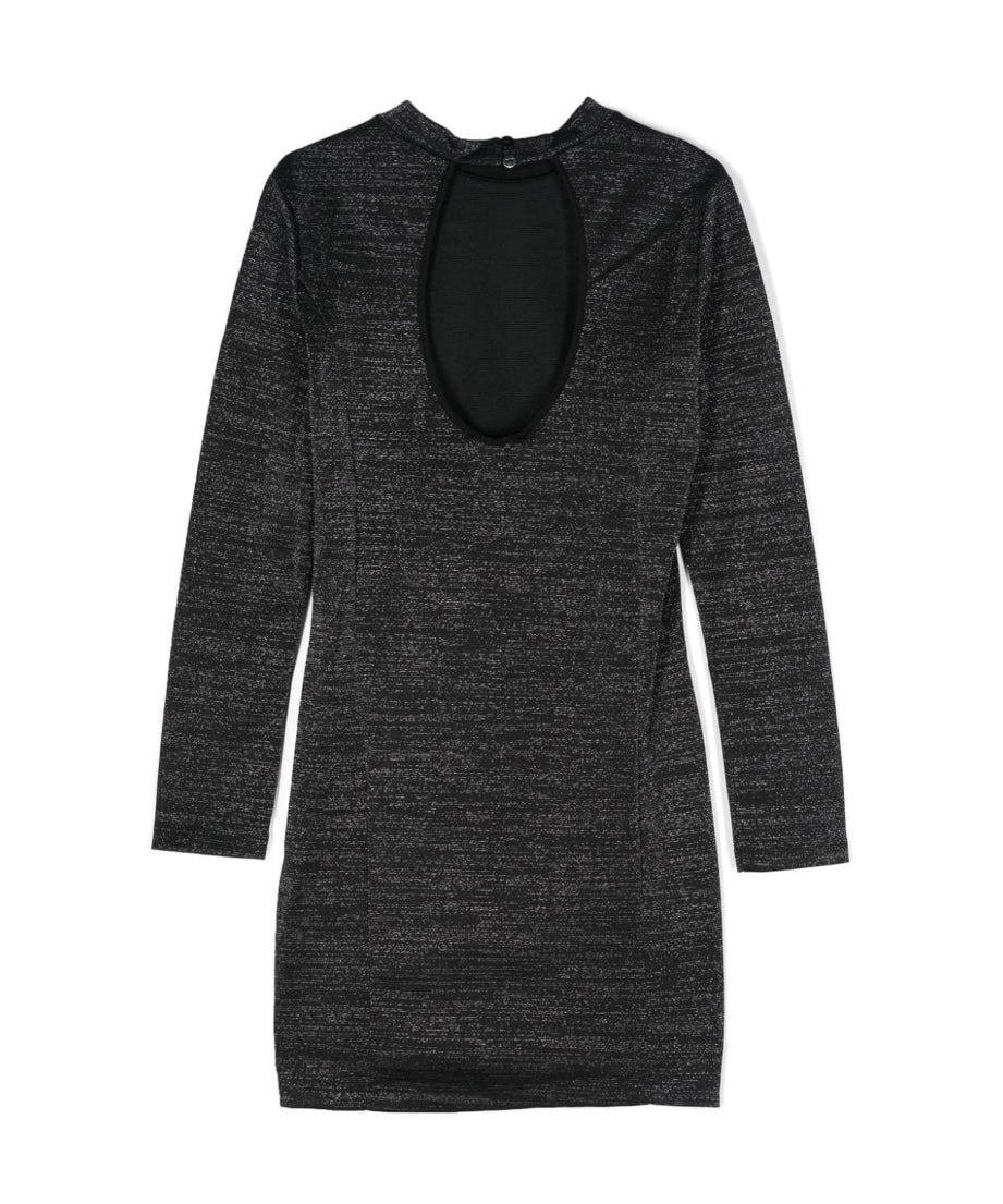 Twinset Kids Abito Nero Metallizzato con Placca Logo per Bambine (retro)