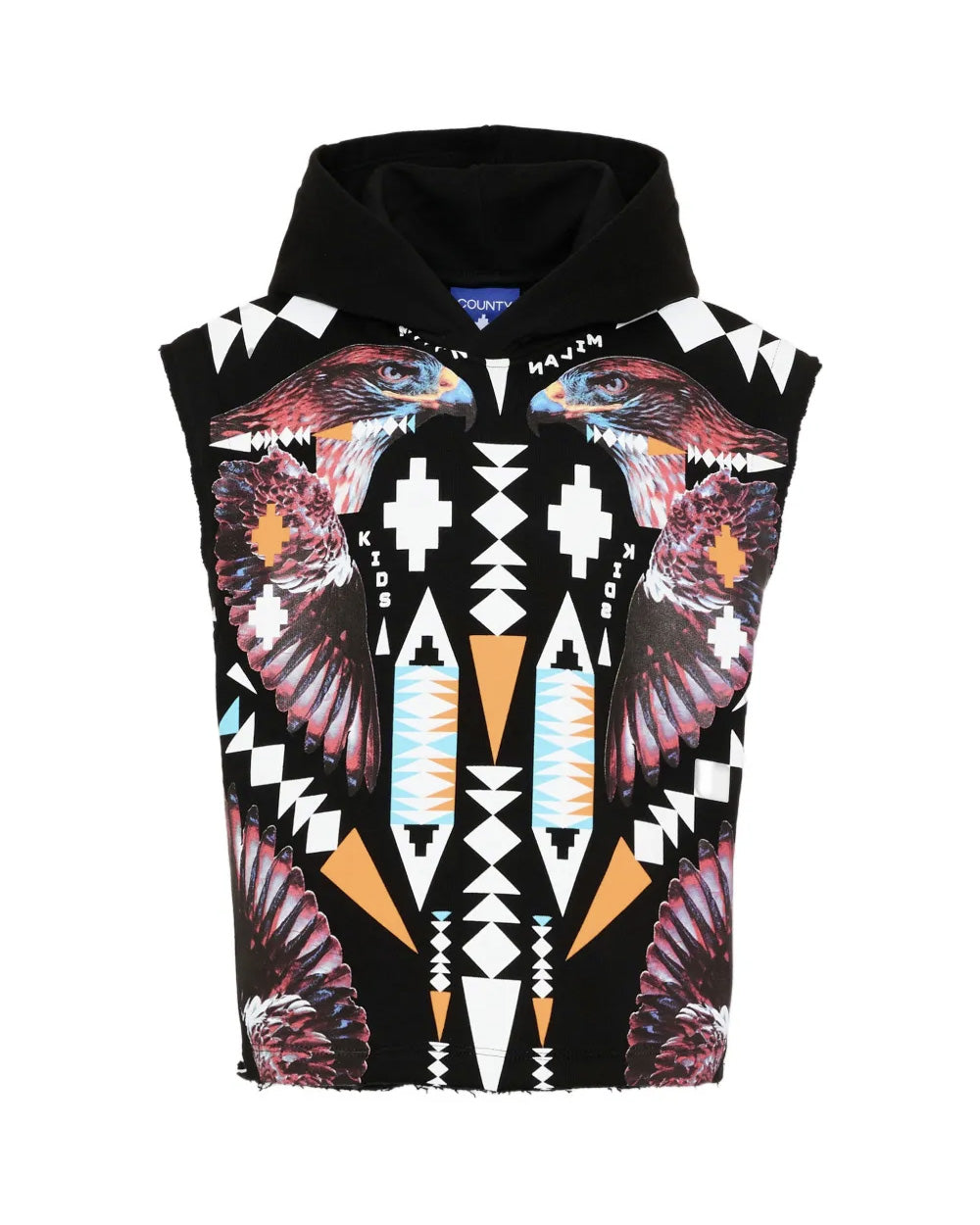 Marcelo Burlon County of Milan Felpa Smanicata Nero con Stampa per Bambini