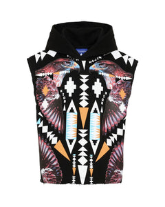 Marcelo Burlon County of Milan Felpa Smanicata Nero con Stampa per Bambini