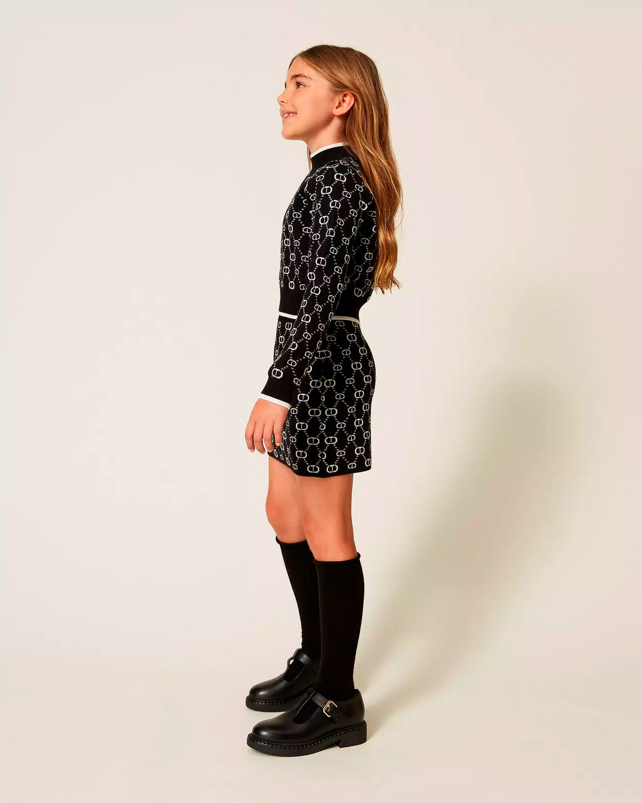 Twinset Kids Maglia e Gonna Jacquard con Oval T per Bambine