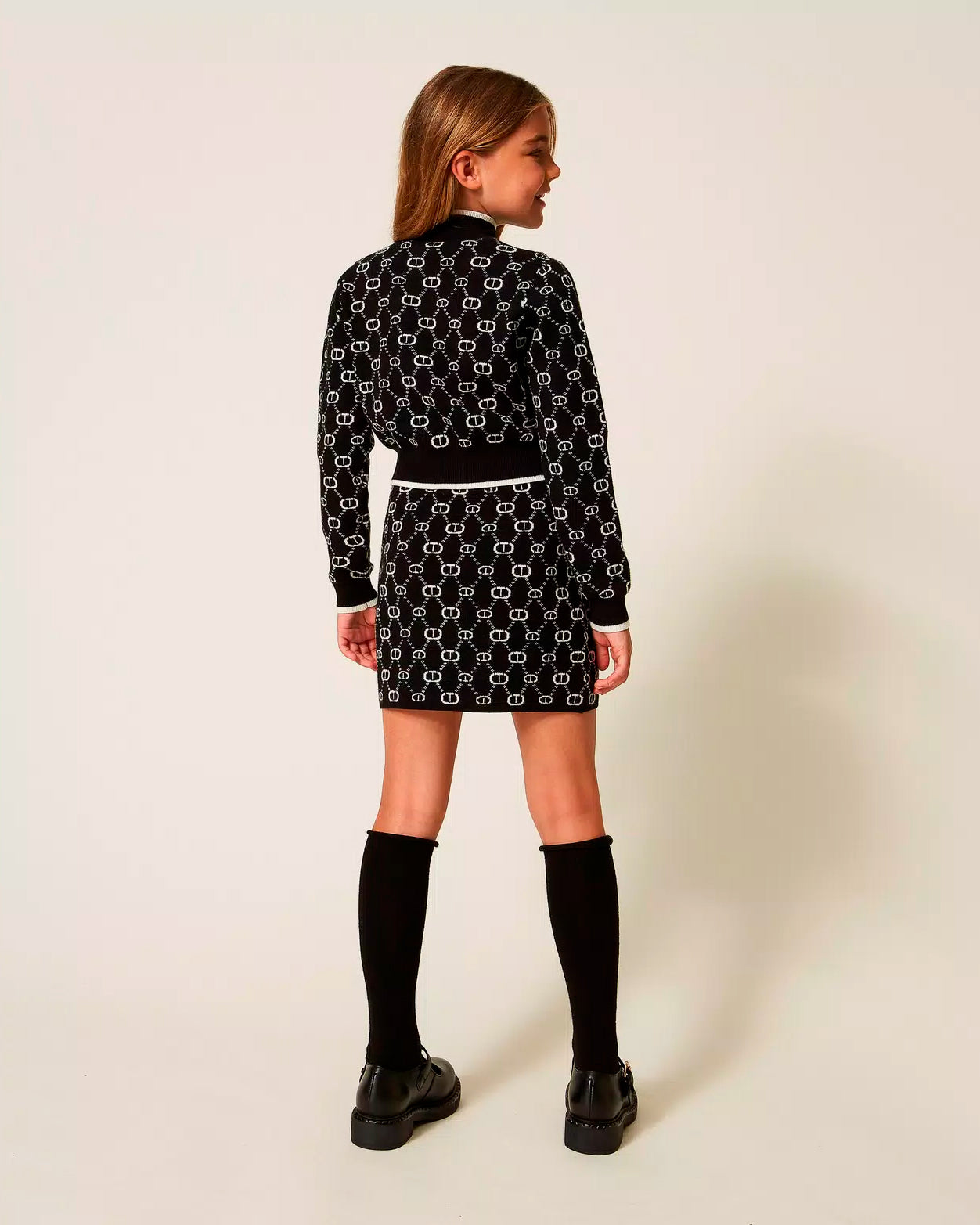 Twinset Kids Maglia e Gonna Jacquard con Oval T per Bambine