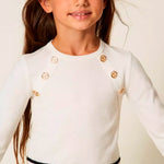 Twinset Kids Maglia a Maniche Lunghe con Bottoni per Bambine