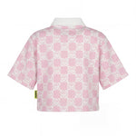 Barrow Kids Polo Rosa con Logo All-Over per Bambine