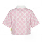 Barrow Kids Polo Rosa con Logo All-Over per Bambine