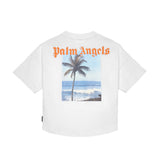 Palm Angels Kids T-Shirt Bianco con Stampa per Bambini