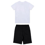 Iceberg Kids T-shirt Bianca con Stampa e Shorts Neri per Bambini