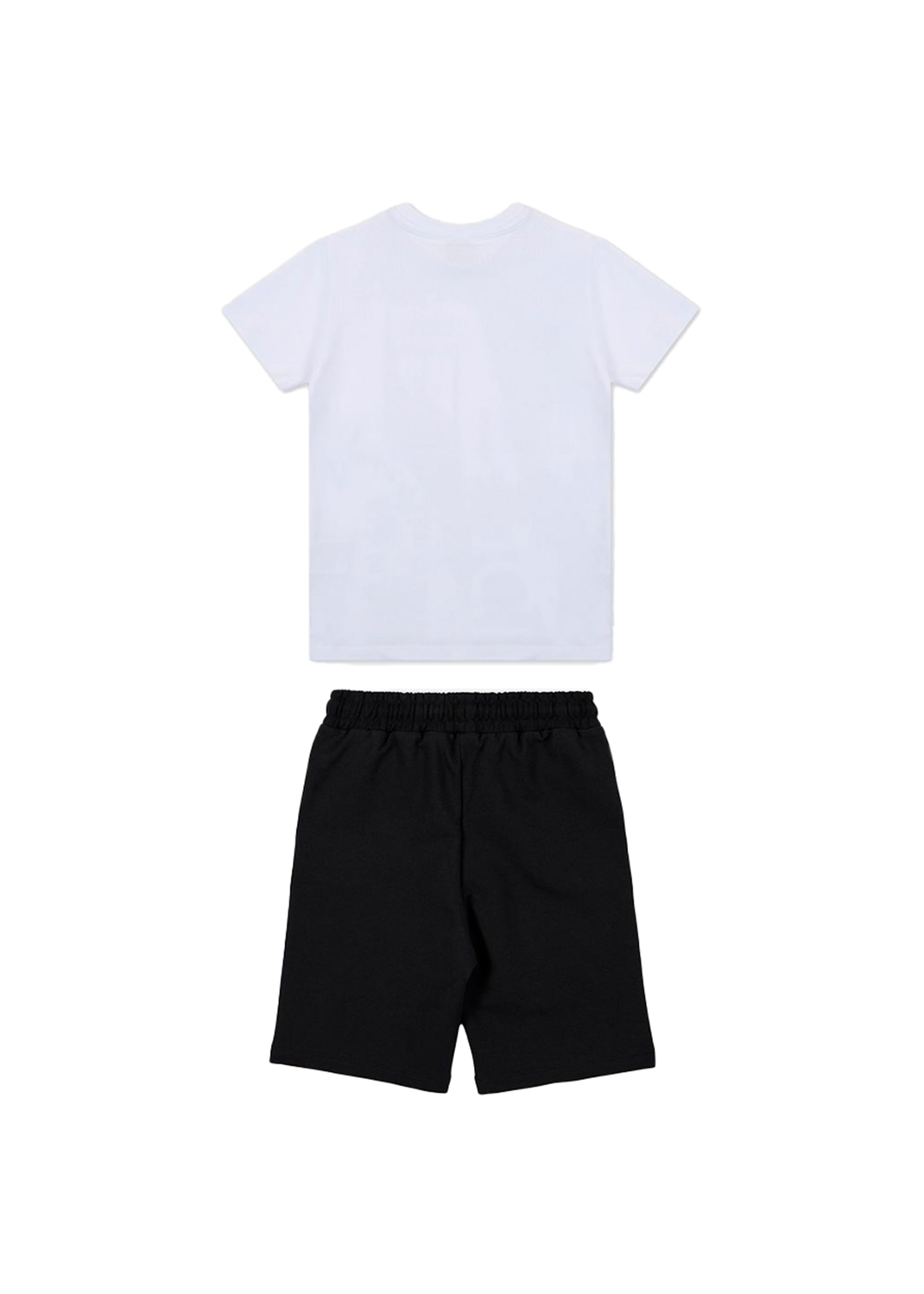 Iceberg Kids T-shirt Bianca con Stampa e Shorts Neri per Bambini