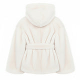 Yes London Kids Giacca Ecovisone Panna con Cappuccio per Bambine