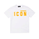 Dsquared2 Kids T-shirt Bianca con Logo Fluo Speed per Bambini (fronte)