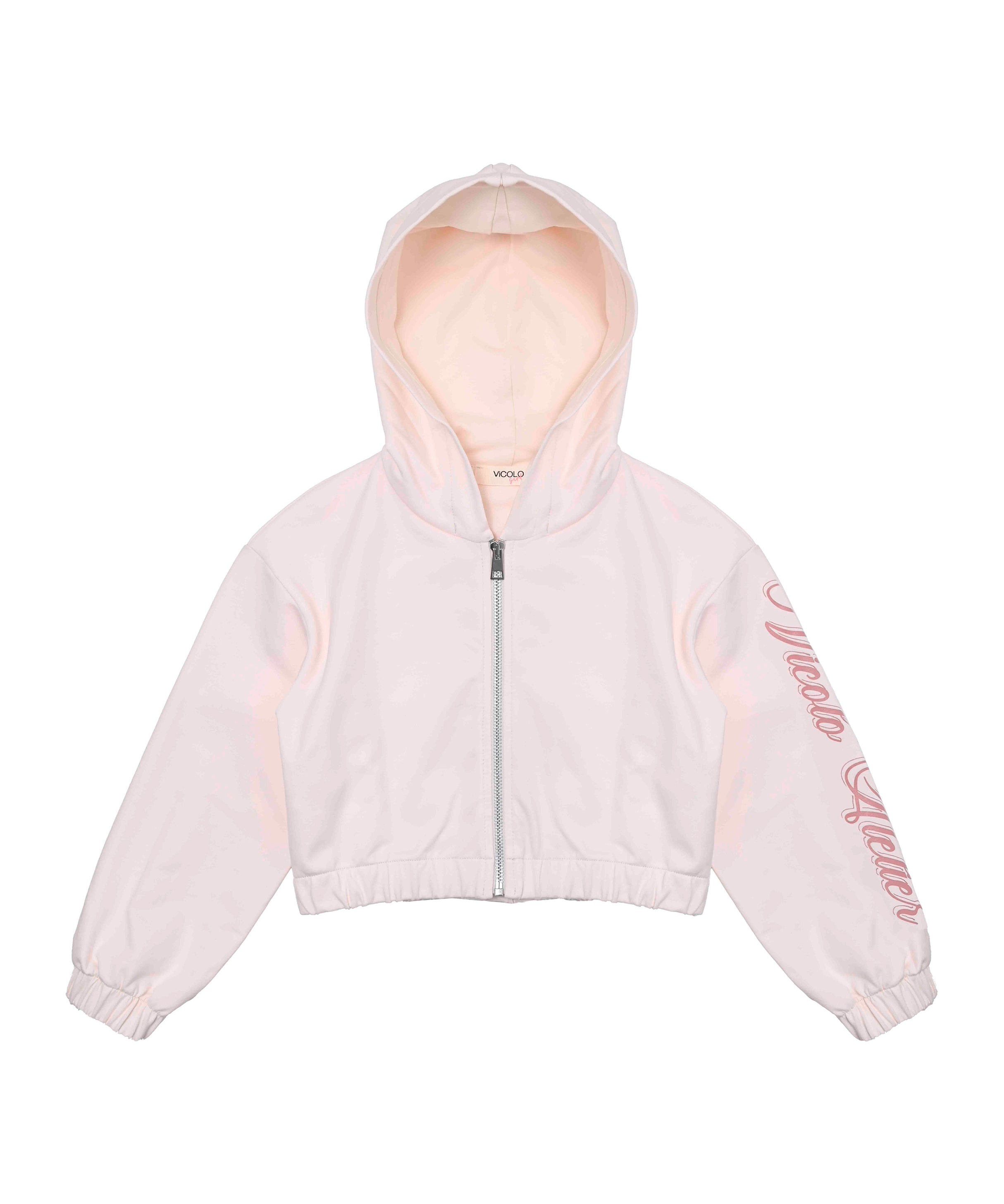 Vicolo Kids Felpa con Cappuccio e Zip Rosa per Bambine