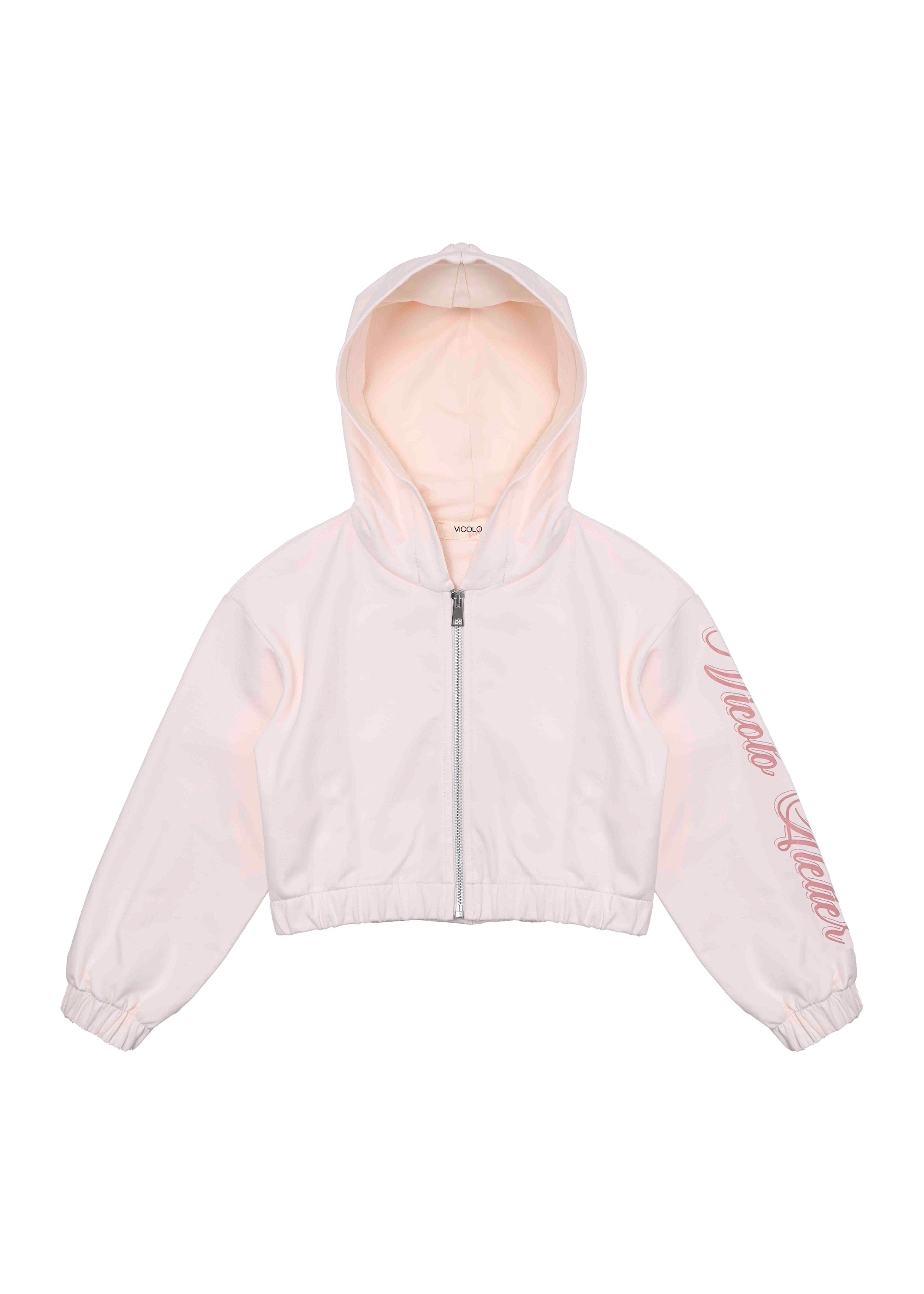 Vicolo Kids Felpa con Cappuccio e Zip Rosa per Bambine