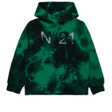 N°21 Kids Felpa con Cappuccio Verde/Nero Tie Dye per Unisex Bambini