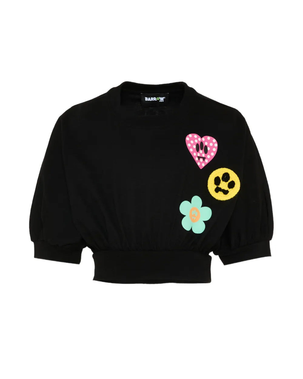 Barrow Kids T-Shirt Nero con Toppe per Bambine