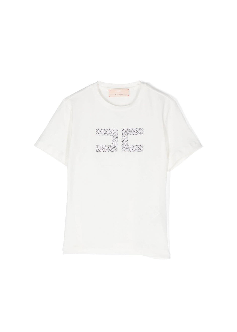 Elisabetta Franchi La Mia Bambina T-shirt Avorio con Strass Logo per Bambine