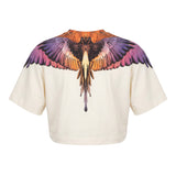 Marcelo Burlon County of Milan Kids T-Shirt Crop Cocco con Stampa per Bambine