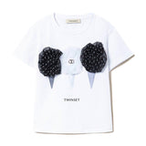 Twinset Kids T-shirt with Print and White Tulle
