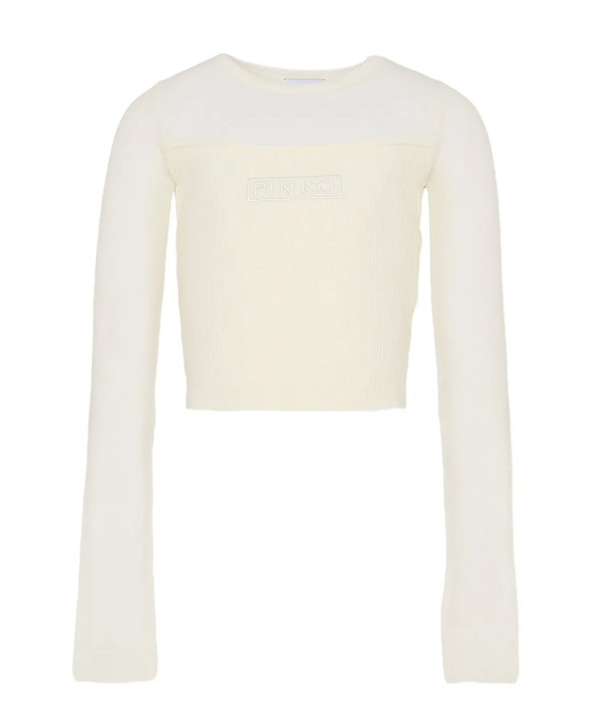 Pinko Kids Maglione Beige a Maniche Lunghe con Logo Ricamato per Bambine