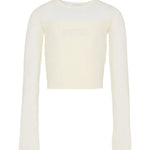 Pinko Kids Maglione Beige a Maniche Lunghe con Logo Ricamato per Bambine