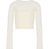 Pinko Kids Maglione Beige a Maniche Lunghe con Logo Ricamato per Bambine