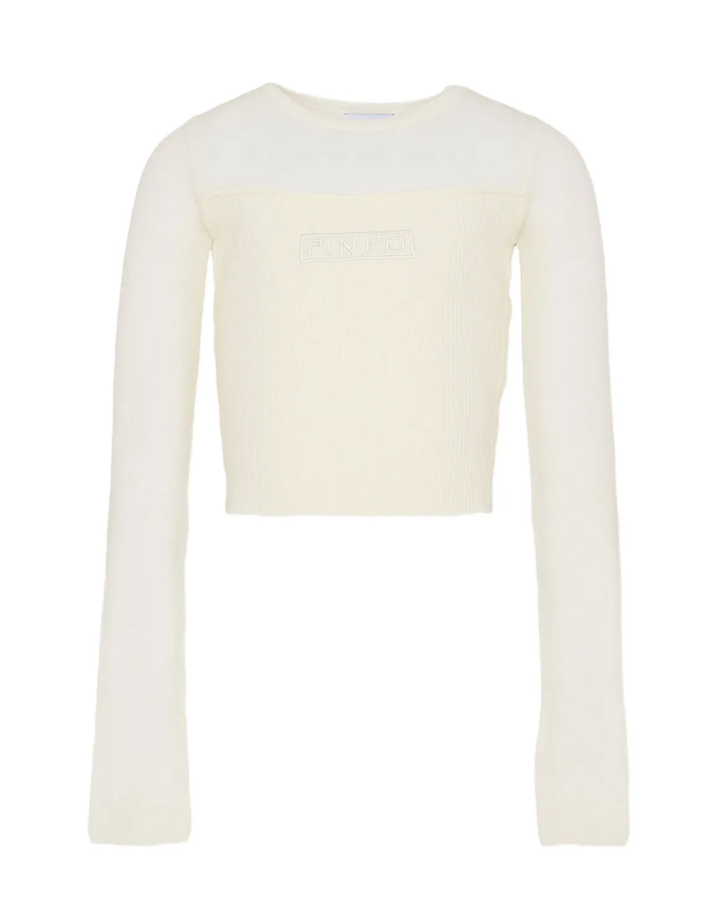 Pinko Kids Maglione Beige a Maniche Lunghe con Logo Ricamato per Bambine