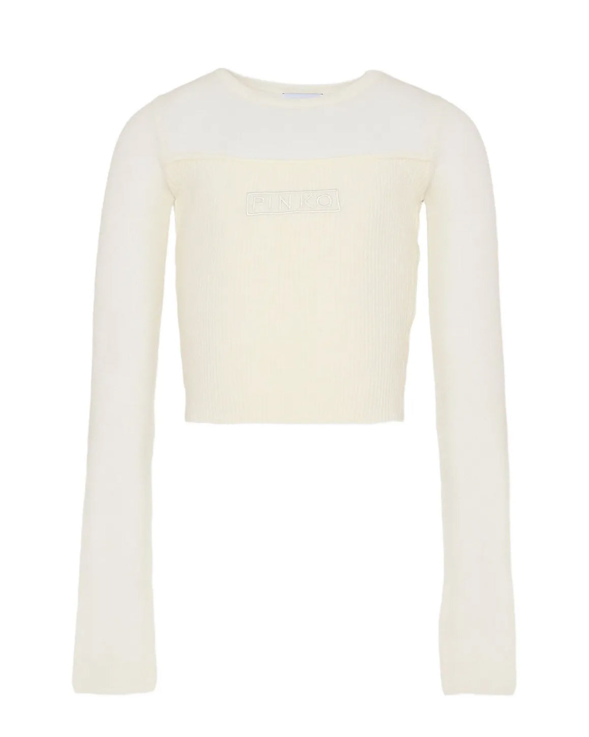 Pinko Kids Maglione Beige a Maniche Lunghe con Logo Ricamato per Bambine